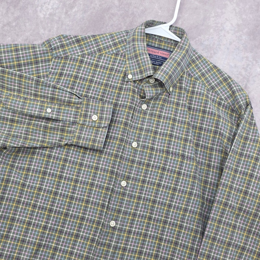 Vineyard Vines Murray Button Down Shirt Mens Small Green Plaid Long Sleeve